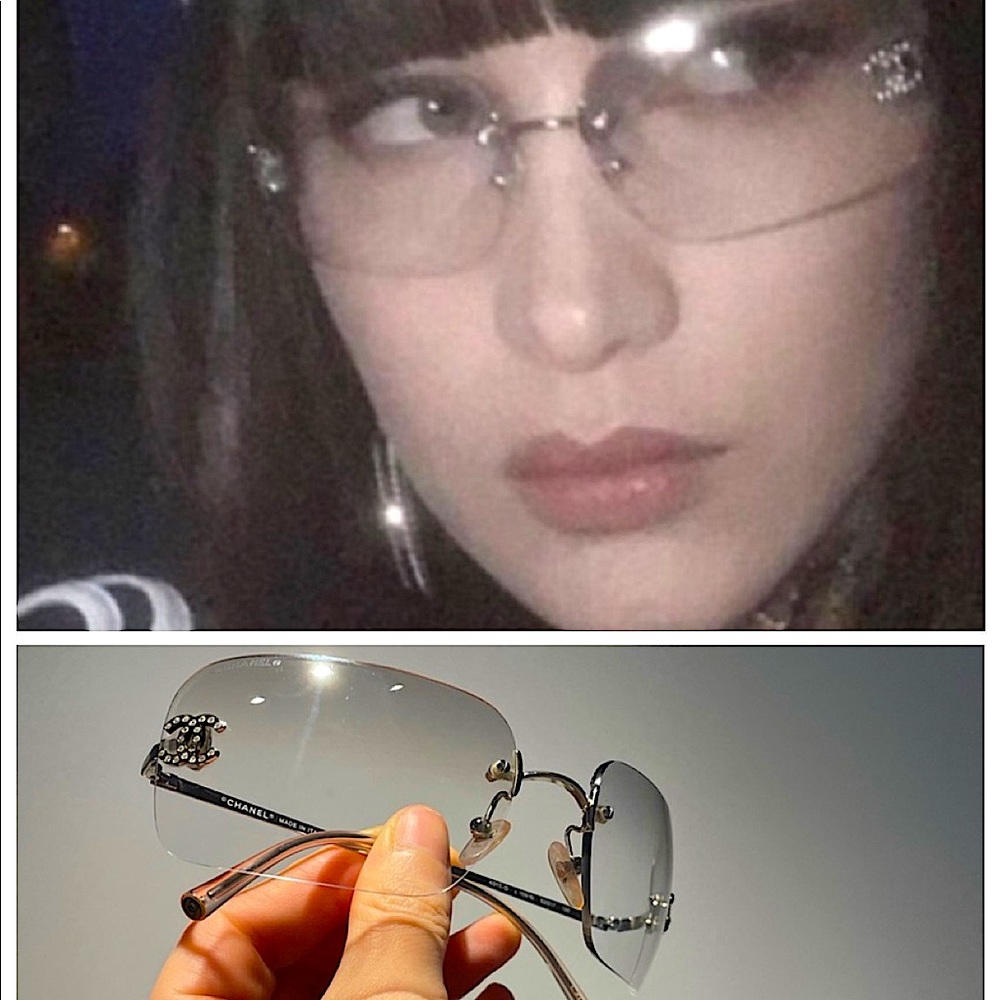 🤍 𝑪𝑯𝑨𝑵𝑬𝑳 Vintage Sunglasses. Crystal cc’s.